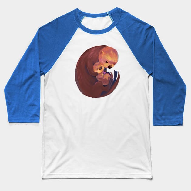 Sea Otter Mom Baseball T-Shirt by PamelooArt